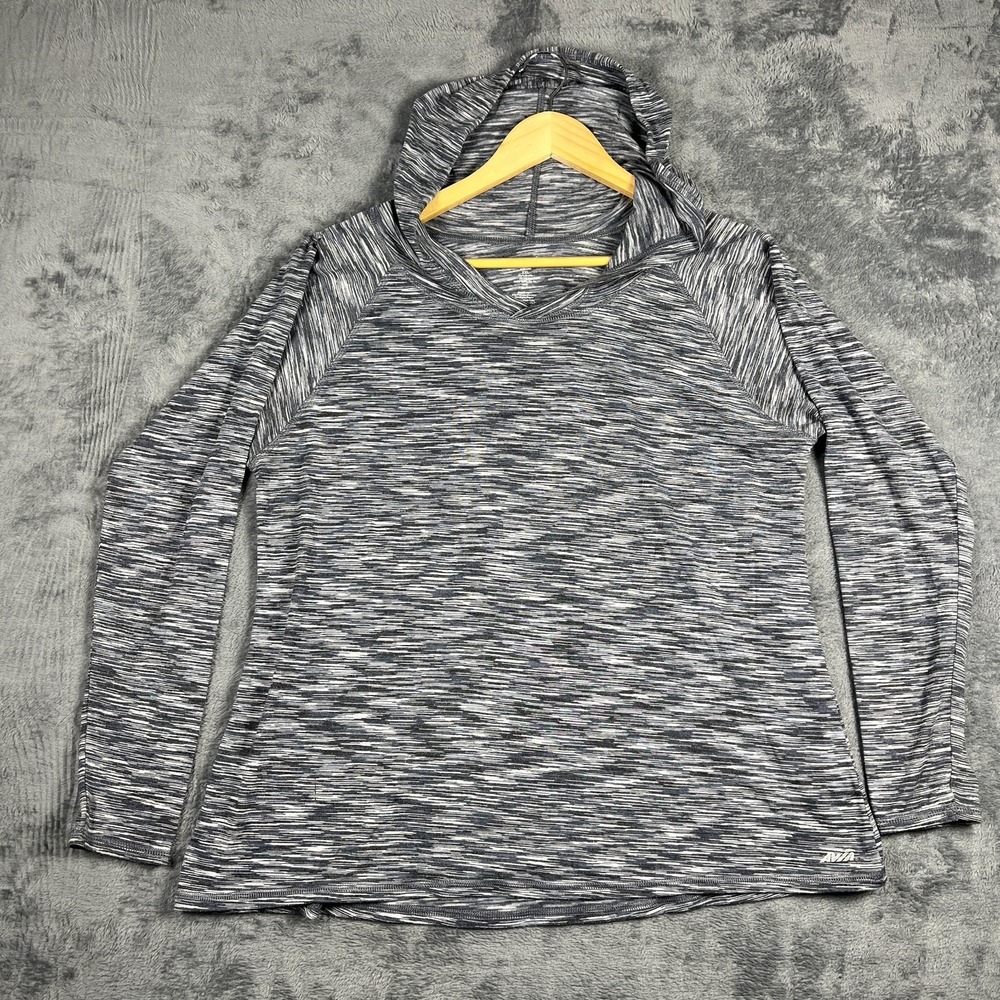 Avia Hoodie Womens 2XL Gray Space Dye Raglan Sleeve Moisture Wicking Performance